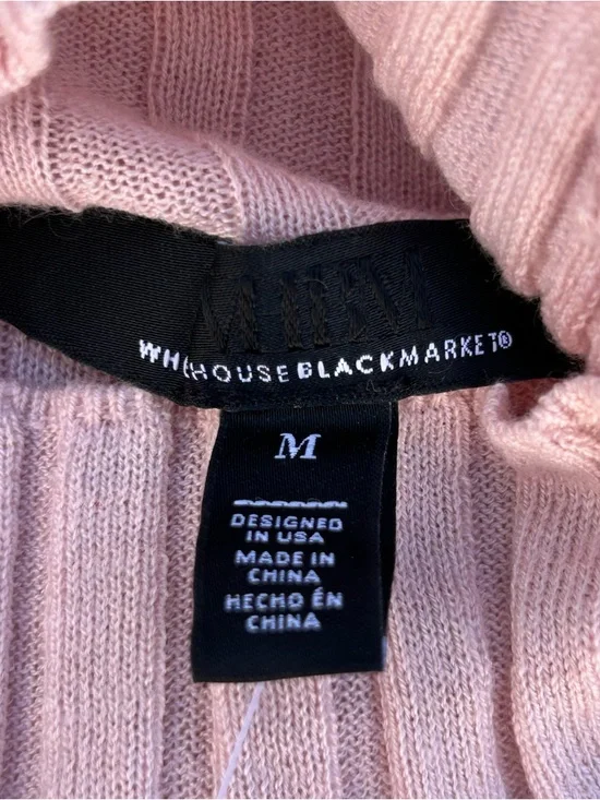 White House Black Market Lightweight Ribbed Cashmere Blend Rose Mockneck MED NWT - Picture 11 of 12